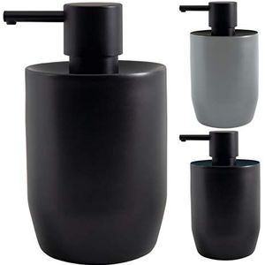 Spirella Jaro Porseleinen vloeibare zeepdispenser met roestvrijstalen pomp, 300 ml, duurzaam en robuust, zwart