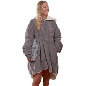 Sienna hoodie / deken / ultrazacht en warm van sherpa-fleece, comfortabel, oversized, charcoal grijs, één maat