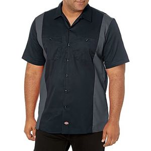 Dickies Casual overhemd met korte mouwen voor heren, tweekleurig, Zwart (Zwart/Antraciet)