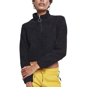 Urban Classics Dames Sherpa Troyer Pullover, Zwart (00007)