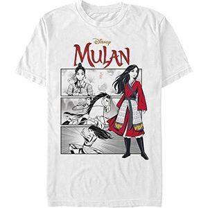 Disney T-shirt unisexe Live Action Mulan Comic Panels Organic à manches courtes, Blanc., XXL