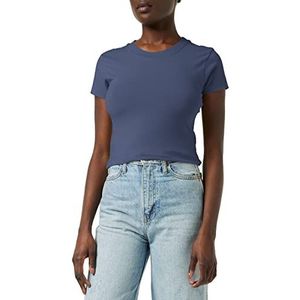 Urban Classics Dames T-shirt, stretch, jersey, cropped tee, Vintage blauw