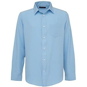 Nautica School Uniform Lange Mouwen Performance Oxford Button-Down Shirt met knoopsluiting, Rundblauw, L Heren, Rundvlees blauw
