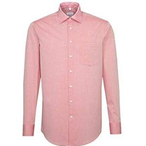 Seidensticker Eendelig gegolfd overhemd met extra draagcomfort en kent-kragen - regular fit - langarm formeel overhemd voor heren, Rood (47)
