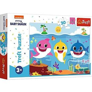 Trefl - Baby Shark, onderwaterwereld van haaien - puzzel 30 stukjes - kleurrijke puzzels met sprookjesfiguren, Nickelodeon, creatief entertainment