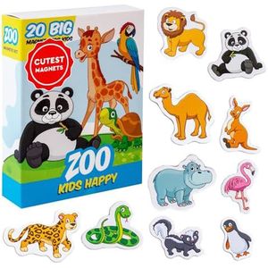 Koelkastmagneet voor kinderen, Magdum, zoodieren, magnetisch, 20 magneten voor kinderen, speelgoed, koelkast, kinderen, speelgoed voor kinderen, 3 jaar, educatief spel