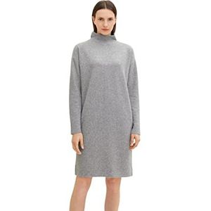 TOM TAILOR Concrete Grey Melange Dames 30282 geribde jurk met opstaande kraag, 40, 30282 - Concrete Grey Melange