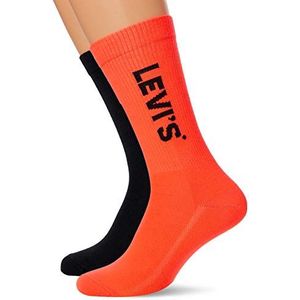 Levi's 2 paar uniseks Neon Sport Ribbed Regular Cut sokken (2 stuks), Neon rood.