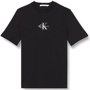 Calvin Klein Jeans Plus T-shirt Monologo Slim Fit S/S gebreide tops voor dames, Zwart