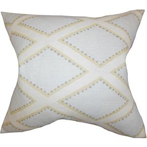 The Pillow Collection Alaric kussensloop, geometrisch patroon, linnen, 21625 x 21625 x 7565 cm, lichtblauw