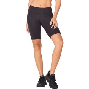 2XU Atletische compressieshorts voor dames, middelhoge taille, zwart/kersenroze, maat XS, Zwart logo met stippen