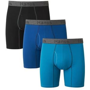Hanes Comfort Flex Fit Ultra Soft Stretch boxershorts voor heren, 3 stuks, 3 stuks, Standaard bijpassende pijpen