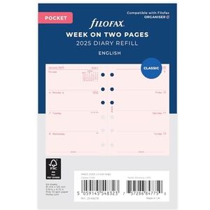 Filofax Agenda semainier de poche 2025 en anglais Rose