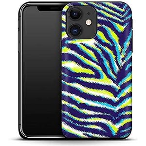 caseable Apple iPhone 12 Mini telefoonhoes - Premium beschermhoes met schokabsorberende binnenlaag & krasbestendig oppervlak - kleurrijk design & rondom print - Neon Zebra - Animal Print