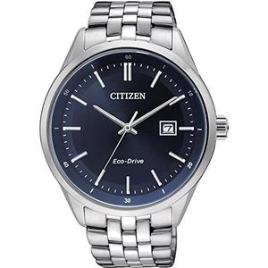 Citizen Herenhorloge, analoog, eco-drive met armband van roestvrij staal, blauw/zilver, armband, Blauw/Zilver, Armband