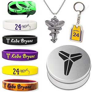 9 stuks siliconen basketbalarmbanden met armbanden, sleutelhanger, halsketting, geschenkdoos voor supersterfans, mannen en tieners