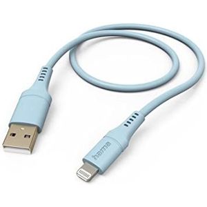 Hama Flexibele USB 2.0 A Plug Kabel - Lightning Charge Plug (480 Mbit/s, siliconen, 2,4 A, 1,5 m) blauw