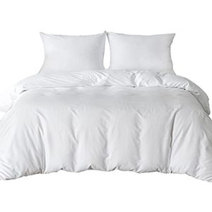 Beddengoedset voor eenpersoonsbed, dekbedovertrek en 2 kussenslopen, zachte polyester microvezel (wit)