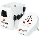 SKROSS | 1.302539 | Wereld & USB | Universele reisadapter van en naar de hele wereld - Spanning in vermogen: 100V – 700W / 250V – 1750W - 2,4 A USB-aansluiting - Bescherming tegen elektrische schokken