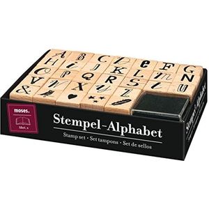 moses. Libri_x 32 stuks houten stempels stempels letters & siermotieven voor knutselprojecten, brieven, geschenken & meer met stempelkussen