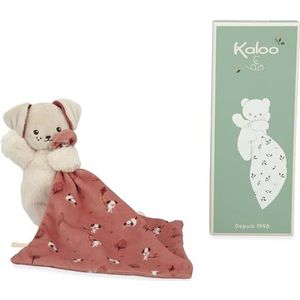 KALOO - Zacht vierkant - knuffeldier hond kleur baksteen - pluche baby - vierkant 18 x 18 cm oker - milieuvriendelijke materialen - FSC geschenkdoos - vanaf de geboorte, K226002
