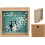 Houten spaarpot/verzamelen voor bruiloft ""Wedding Fund"" / Afmetingen: 20 x 20 cm