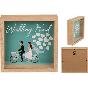 Houten spaarpot/verzamelen voor bruiloft ""Wedding Fund"" / Afmetingen: 20 x 20 cm