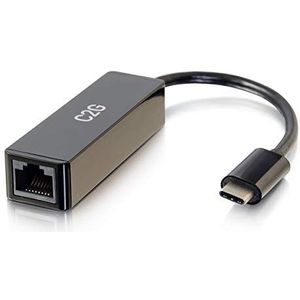 C2G USB C / Thunderbolt 3 naar RJ45 Gigabit Ethernet LAN adapter compatibel met Surface Book 2, MacBook Pro 2018/19, iPad Pro 2018/20, MacBook Air 2019/20 Internet Adapter USB C, zwart