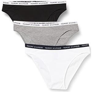 Tommy Hilfiger 3p Bikini Bikini Slipje voor dames, Medium Grey Htr/wit/zwart