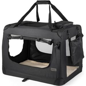 lionto Opvouwbare transportbox voor honden, auto, box, tas, XL, 82 x 58 x 58 cm, zwart