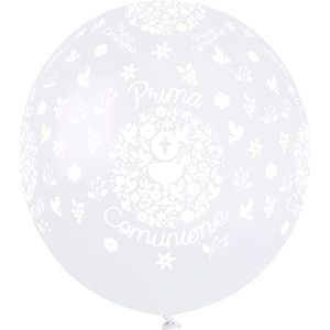 Verpakking van 25 ballonnen Pearly Prima Comunione in natuurlijke latex, premium kwaliteit G150 (Ø 48 cm (19 inch), witte parel
