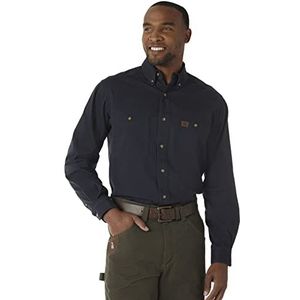 Wrangler Werkhemd met lange mouwen van keperstof logger herenhemd, Navy Blauw