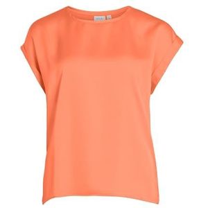 Vila Viellette S/S satijnen T-shirt voor dames, Shell Coral