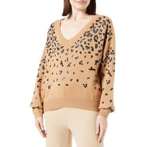 NAEMI Pull tricoté pour femme, Camel noir, XL-XXL