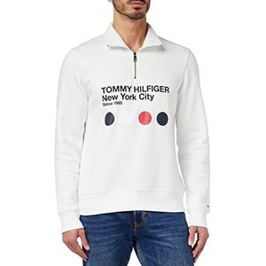 Tommy Hilfiger Metro Polka Dot Hoogsluitende Kraag Heren Hooded Sweatshirts, Wit.