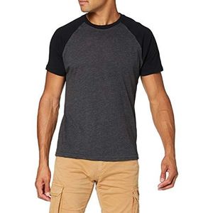 Build Your Brand Raglan Contrast T-shirt voor heren, koolstof/zwart