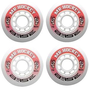 BASE Mr Hockey Indoor wielen volwassenen hardheid 74A sterke grip wit geschikt voor alle gangbare skates merken 80 mm