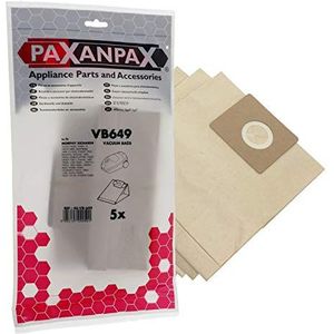 Paxanpax VB649 stofzuigerzakken voor Morphy Richards Premair, mobiele telefoon, Power Champ, Storm, Performair, Fusion, Familie, Profile, Dieren, Vinto Serie, Bruin, 5 stuks