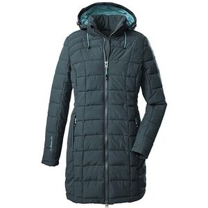 killtec Skane Wmn Quilted Prk dames Parka in dons-look met afritsbare capuchon, Dark blue-green