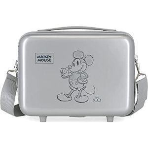 Disney Mickey 101 Toilettas, aanpasbaar, met schouderriem, grijs, 29 x 21 x 15 cm, harde schaal, ABS, 9,14 l, 0,6 kg, grijs, Neceser aanpasbaar met bandolera, aanpasbare tas met schouderriem, grijs., Verstelbaar etui met schouderriem