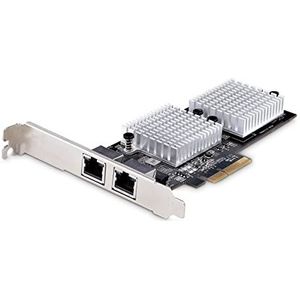 StarTech.com PCIe Netwerkkaart 2-poorts 10 GbE netwerkkaart voor PC/server, 6 versnellingen PCIe Ethernet kaart met Jumbo Frame, NIC/LAN-interfacekaart, 10GBASE-T en NBASE-T (ST10GSPEXNDP2)