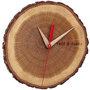 TFA Dostmann Tree-O-Clock 60.3046.08 wandklok van geolied eiken, handgemaakt in de EU, uniek stuk, bruin 180 x 40 x 172 mm