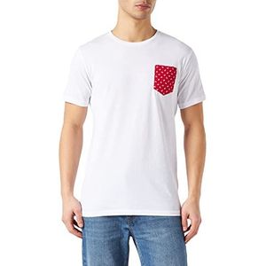 Frenchcool T-shirt, wit, met zak, witte roos, voor heren, Wit.