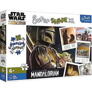 Trefl Junior – Star Wars The Mandalorian – puzzel 160 XL Super Shape – puzzel in gekke vorm, grote delen, puzzel met de helden van de Mandalorian serie. Plezier voor kinderen vanaf 6 jaar