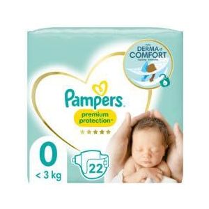 Pampers Babyluiers maat 0 (<3 kg) premium bescherming, 22 luiers, onze nr.1 voor bescherming van de gevoelige huid