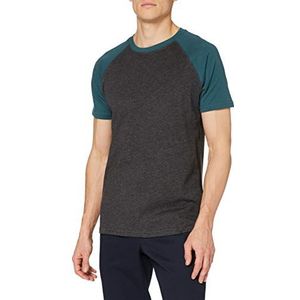 Urban Classics Raglan Contrast T-shirt voor heren (1 stuk), Kleur: houtskool/blauwgroen