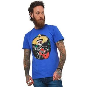 Joe Browns Mexicaanse doodskop print T-shirt voor heren, Blauw