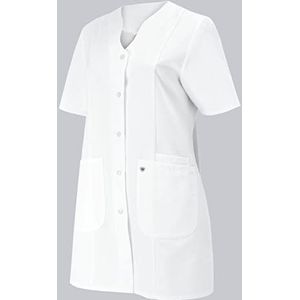 BP 1640-485-21-38n tuniek voor dames, 1/2 mouwen, V-hals met drukknop, stofmix 215 g/m², wit, 38n