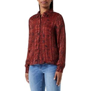 VERO MODA Vmevi L/S Wvn Btq T-shirt blouse dames, Red Ochre/Aop:evi