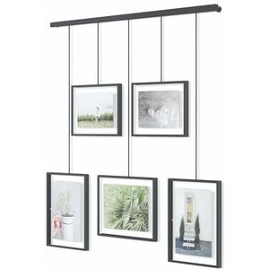 Umbra Exhibit Set van 5 modulaire frames voor 10 x 15 en 13 x 18 cm foto's, illustraties, kunstwerken en nog veel meer staal, zwart
